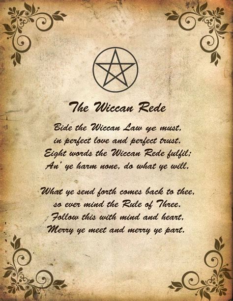 Wiccan beliefs inclide